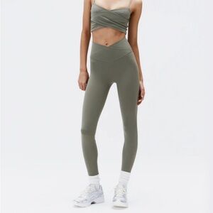 ADANOLA Ultimate Wrap Over Leggings in Olive Green XS